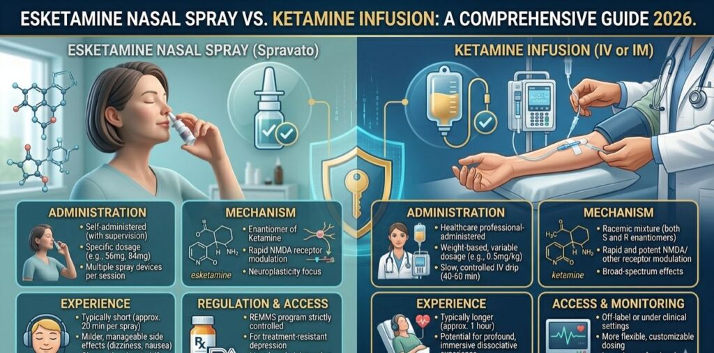 Esketamine nasal spray vs ketamine infusion